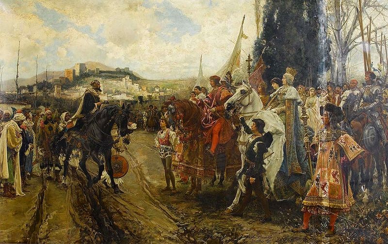 The capitulation of Granada, 2 January, 1492, by Francisco Pradilla Ortiz (1848-1921) painted in 1882 Bonhams Auction.